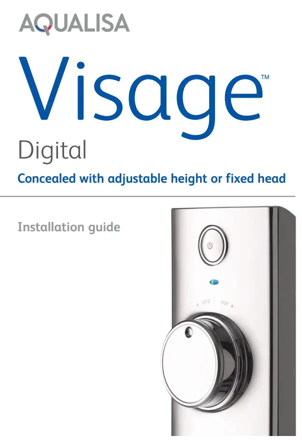 AQUALISA VSQ.A2.BV.DVFW.20 Visage Digital Concealed with Adjustable Height or Fixed Head Installation Guide