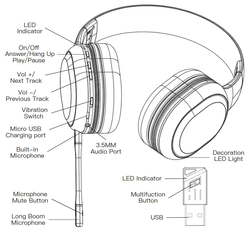 KOFIRE UG 05 Wireless Gaming Headsets with Dual Microphone
