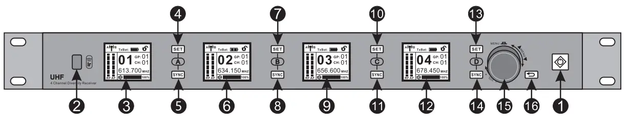 Enping Lane Electronic Technology LR 874DR Professional Wireless Microphone System - Front Panel 1