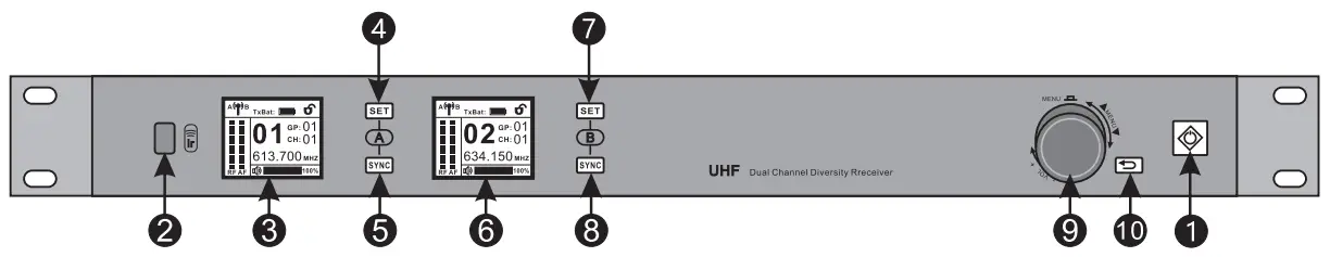 Enping Lane Electronic Technology LR 874DR Professional Wireless Microphone System - Front Panel