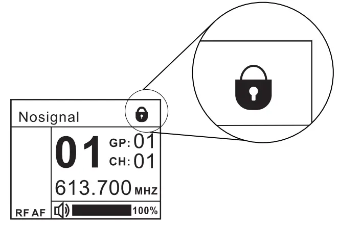 Enping Lane Electronic Technology LR 874DR Professional Wireless Microphone System - Lock seting 1