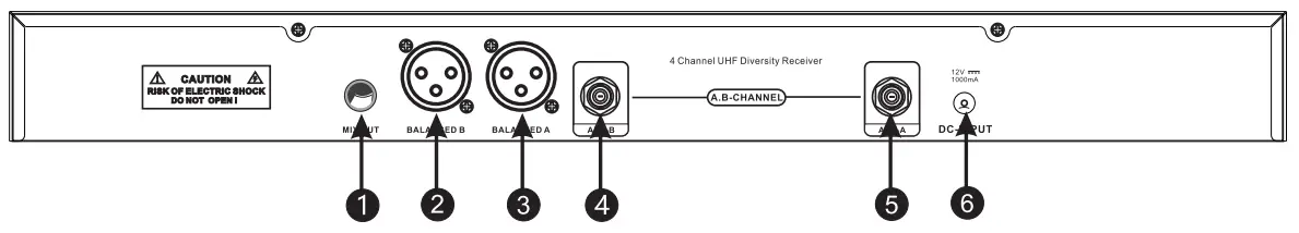 Enping Lane Electronic Technology LR 874DR Professional Wireless Microphone System - Rear Panel