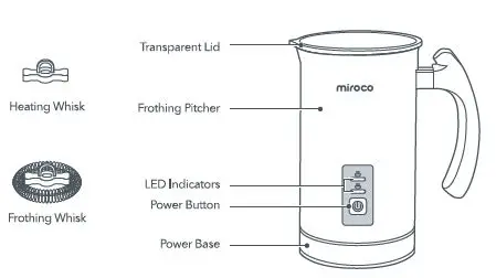 miroco MI-MF001 Electric Stainless Steel Milk Frother FIG 1