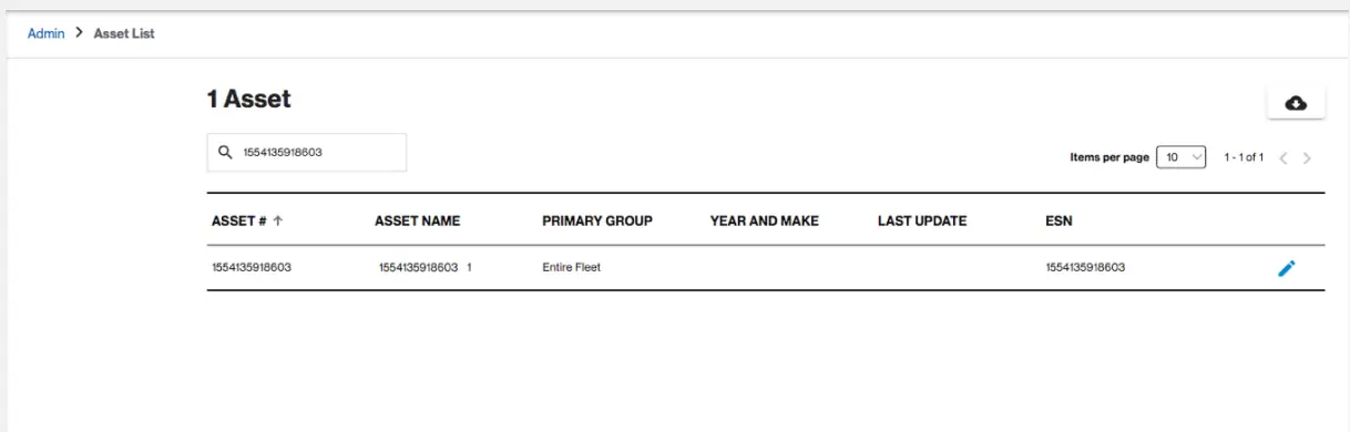 verizon connect EAT B Equipment Asset Tracker - Asset List