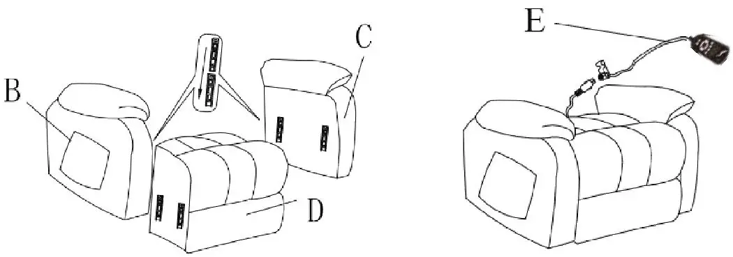 KINWELL W0504D001-C489 Chennille Remote Control Power Lift Heated Massage fig 6