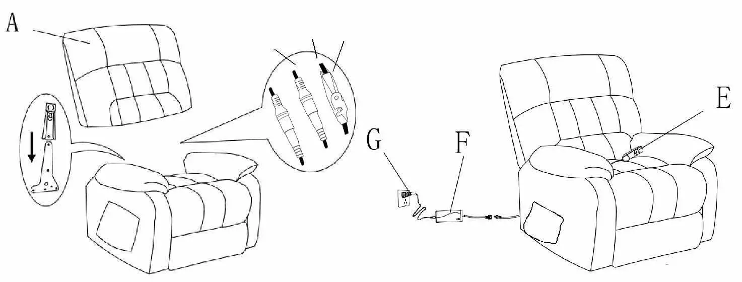 KINWELL W0504D001-C489 Chennille Remote Control Power Lift Heated Massage fig 7