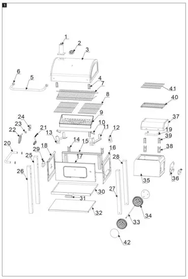 Burns Barkles 013742 Charcoal Grill with Smoker Box - fig 1