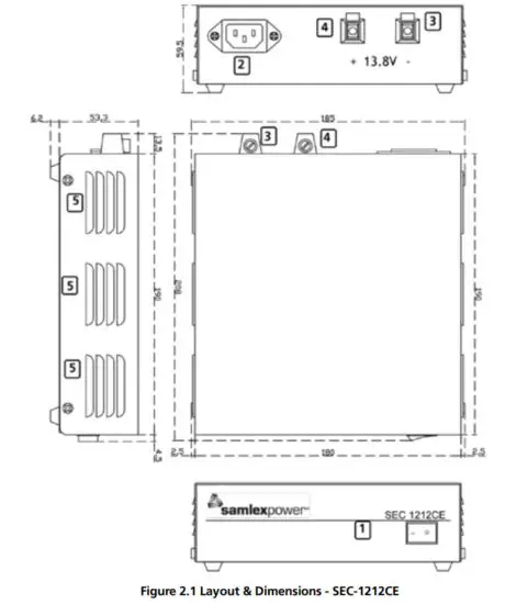samlexpower SEC-1212CE 10A Desktop Switching Power Supply - Figure 1