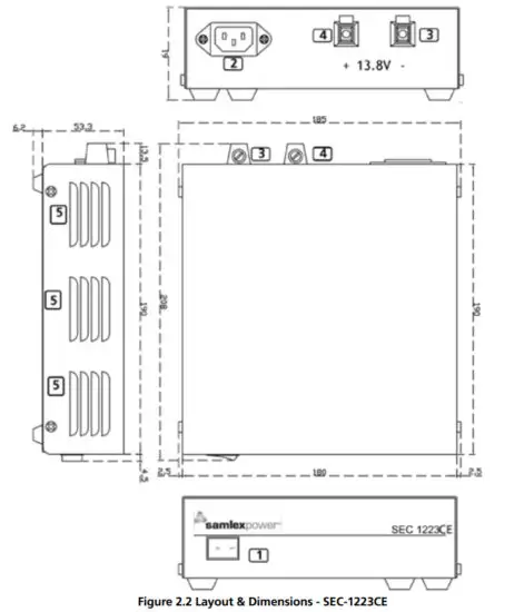 samlexpower SEC-1212CE 10A Desktop Switching Power Supply - Figure 2
