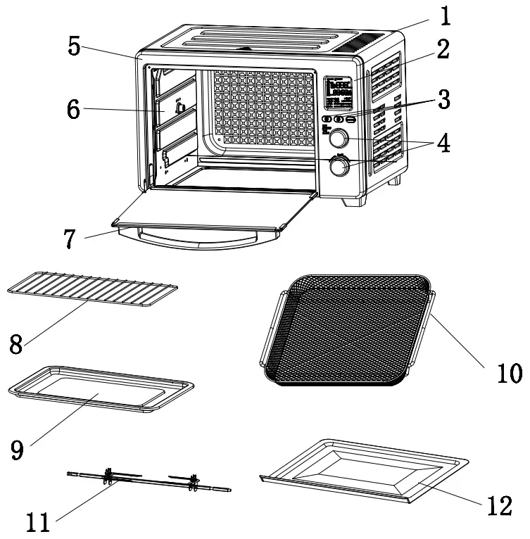LNC A05000S Air Fry Oven - Parts Diagram
