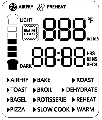 LNC A05000S Air Fry Oven - select modes