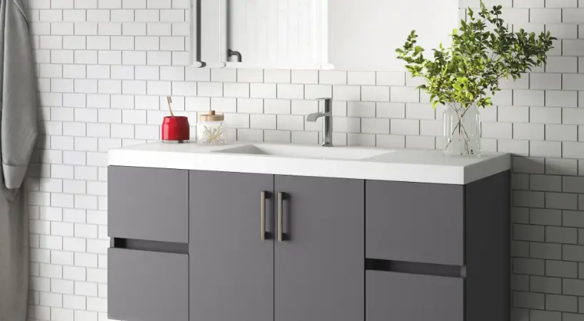 Topcraft Wall-mounted Single Bathroom In Cement Gray Vanity Set Instruction Manual