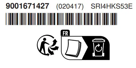 BOSCH SRI4HKS53E 45cm 4 Partial Integrated Dishwasher - barcode