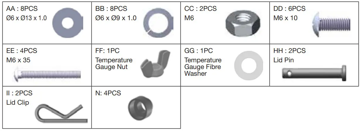 Gasmate BQ1060MG ODYSSEY One Burner Portable BBQ - hardware
