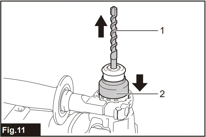 Installing or removing drill bit
