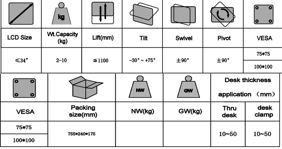 MULTIBRACKETS 4288 M VESA Gas Lift Arm Basic Dual Stacked Pole - 2