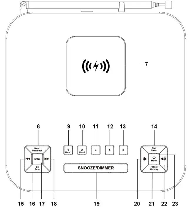 Lenco CR-650BK DAB+FM Clock Radio with Bluetooth and Wireless Charging - Part 2