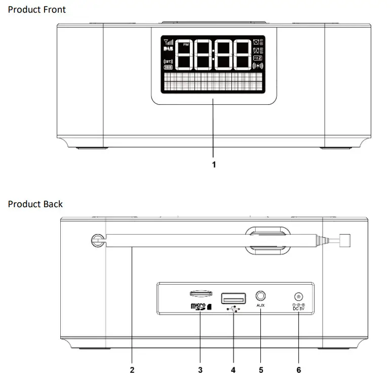 Lenco CR-650BK DAB+FM Clock Radio with Bluetooth and Wireless Charging - Part