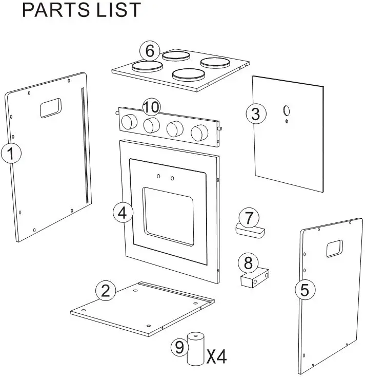 anko 7223 FSC Wooden Oven - Parts List