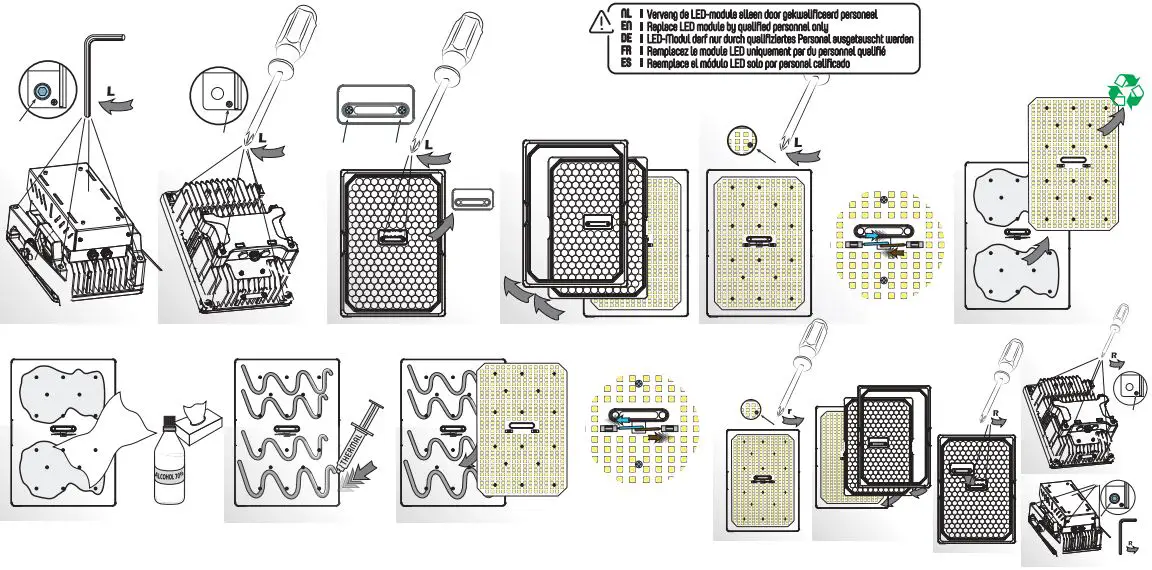 LED s light 230099 Floodlight Installation Guide - LED module replacement