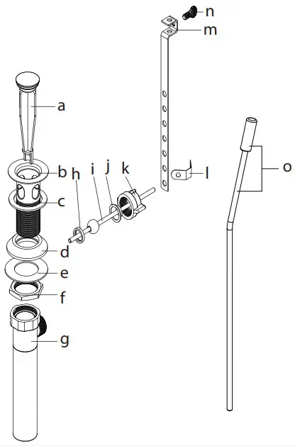 Kraus KBF-1221 Ramus Single Handle Basin Faucet -Diagram and Parts List-Lift Rod Drain