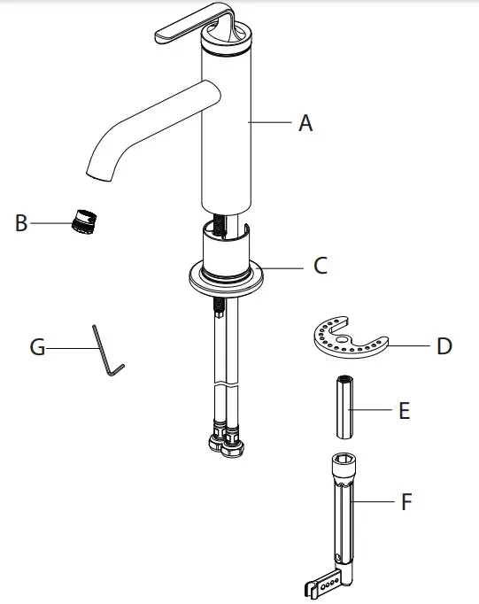 Kraus KBF-1221 Ramus Single Handle Basin Faucet -Diagram and Parts List