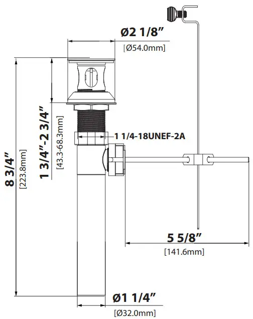 Kraus KBF-1221 Ramus Single Handle Basin Faucet -Drain Dimension