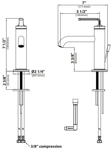 Kraus KBF-1221 Ramus Single Handle Basin Faucet -Faucet Dimension