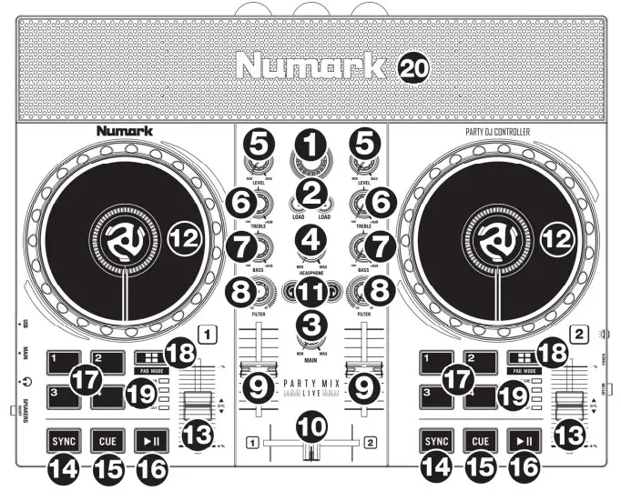 Numark Party Mix Live DJ Controller Built In Light Show and Speakers (2)