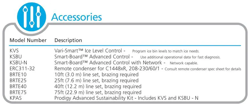 proDIGY PLUS C1448 1400lb Modular Cube Ice Machine - Accessories