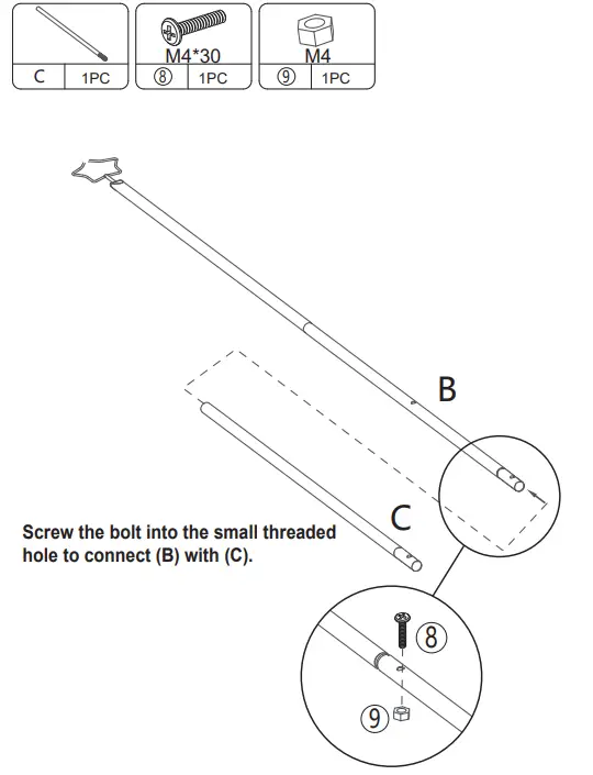 JAXSUNNY HG61W1208 Ox Horn Lamp String Holder 6pcs - Hardware List 2