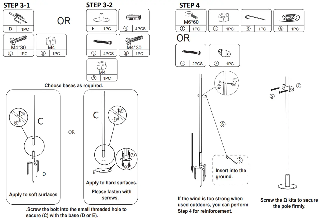 JAXSUNNY HG61W1208 Ox Horn Lamp String Holder 6pcs - Hardware List 2
