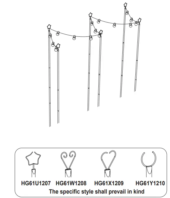 JAXSUNNY HG61W1208 Ox Horn Lamp String Holder 6pcs