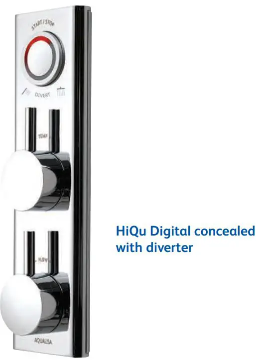 AQUALISA HQD1017 HiQu Digital Concealed Shower with Diverter Installation Guide - HiQu Digital concealed with diverter