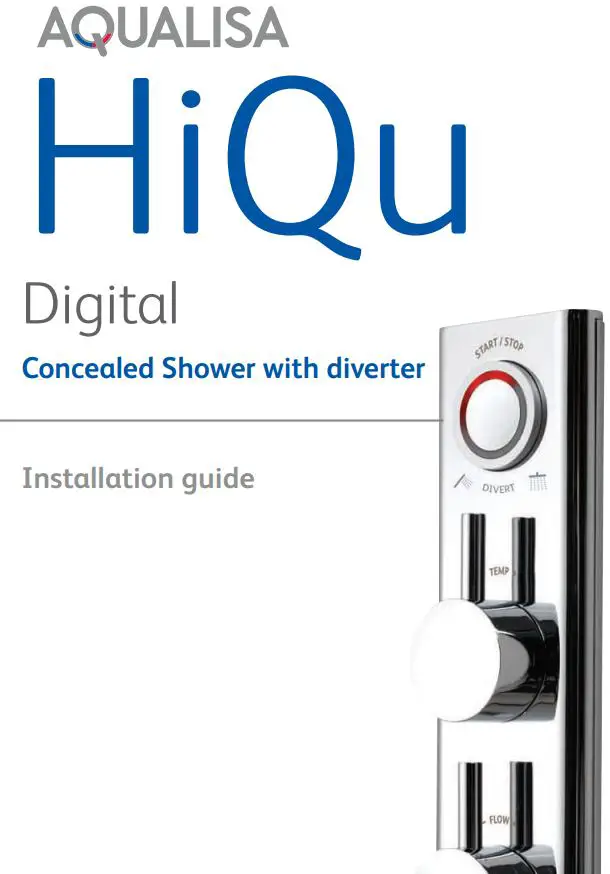 AQUALISA HQD1017 HiQu Digital Concealed Shower with Diverter Installation Guide