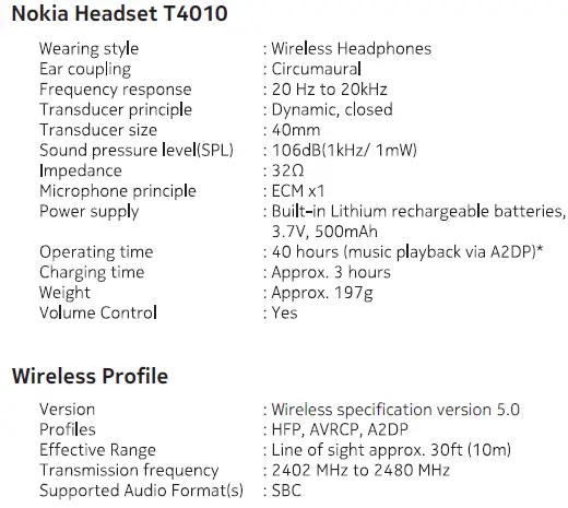 NOKIA T4010 Wireless Headphones FIG 8