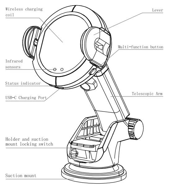GYBB 15W Wireless Charging Car Holder - Function Parts