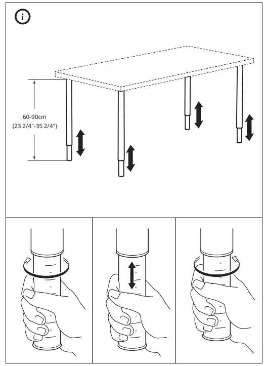 IKEA 302 643 01 OLOV Leg Adjustable Instruction - NOTE
