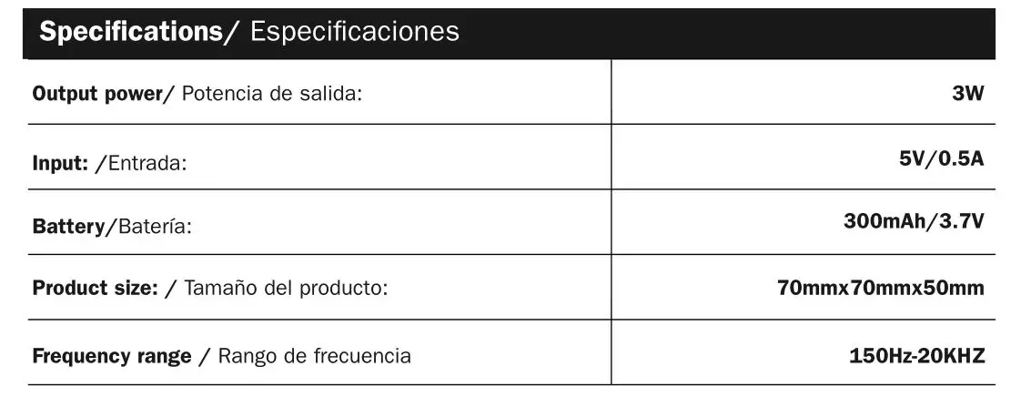 MAGNAVOX MPS4110-M0 Bluetooth Speaker - Specifications