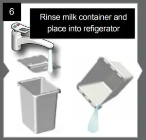 Rinse milk container with fresh water