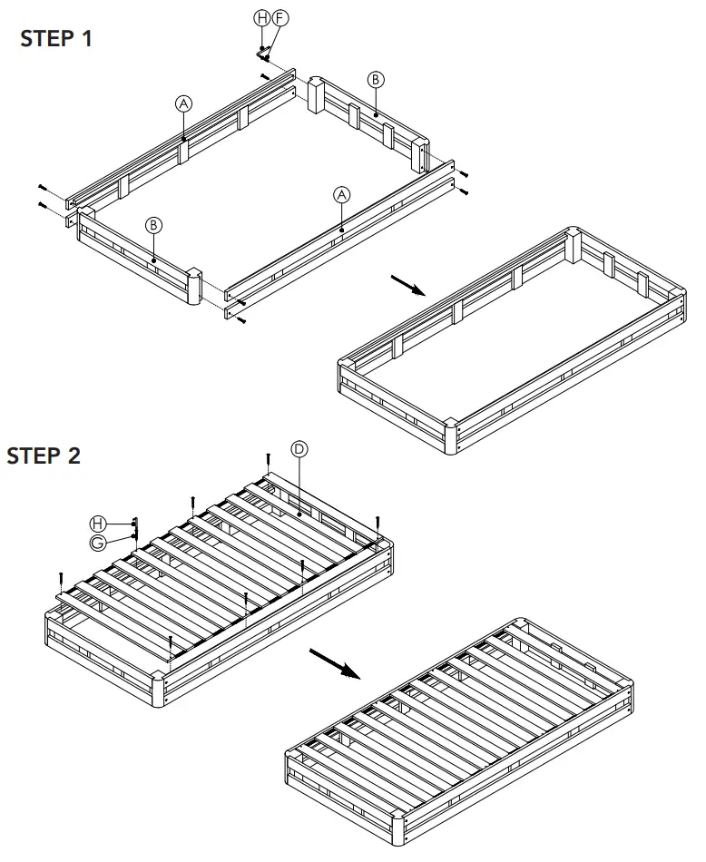 CLASSIC BRANDS 124001-5030 8 Inch Wood Regular Profile Foundation Instruction Manual - Assembly Instructions 1,2