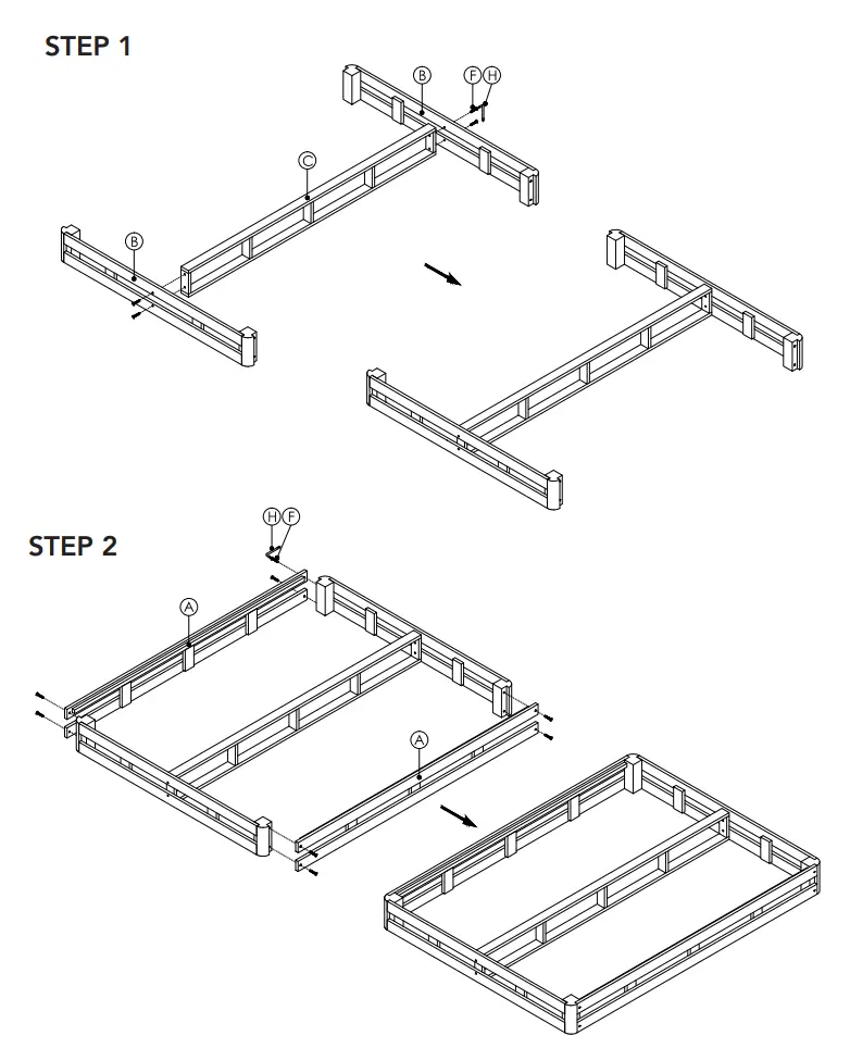 CLASSIC BRANDS 124001-5030 8 Inch Wood Regular Profile Foundation Instruction Manual - Assembly Instructions 1,2