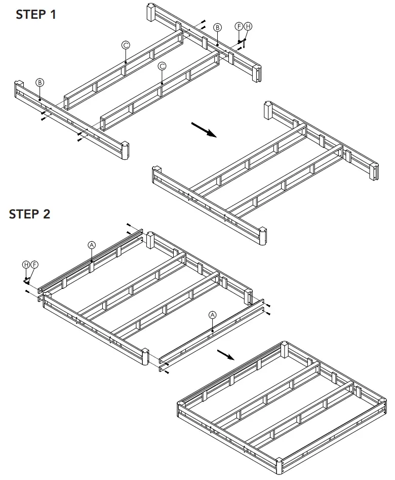 CLASSIC BRANDS 124001-5030 8 Inch Wood Regular Profile Foundation Instruction Manual - Assembly Instructions 1,2
