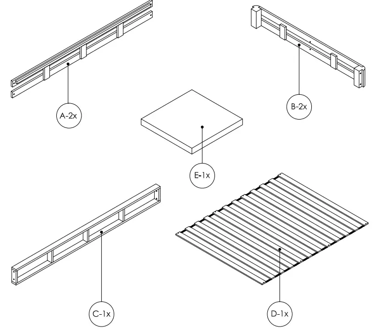 CLASSIC BRANDS 124001-5030 8 Inch Wood Regular Profile Foundation Instruction Manual - Parts