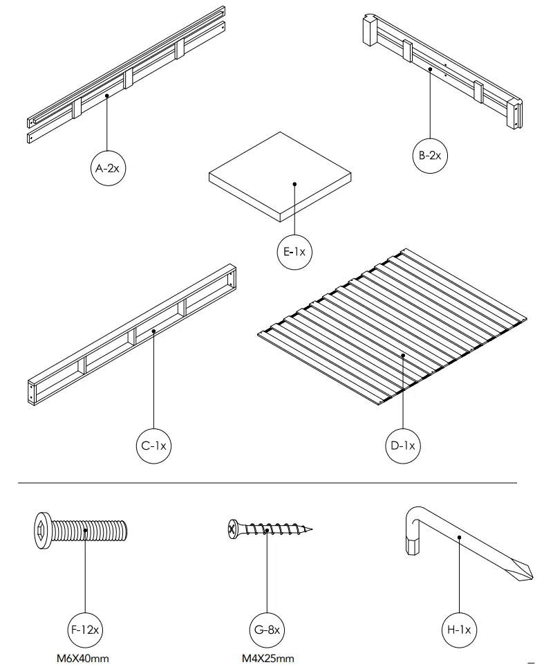 CLASSIC BRANDS 124001-5030 8 Inch Wood Regular Profile Foundation Instruction Manual - Parts