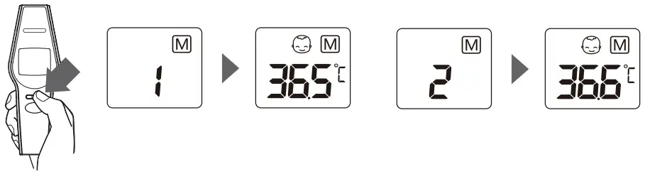 Smilecare UFR-106 Infrared Forehead Thermometer Instruction Manual - Memory recall of measurements