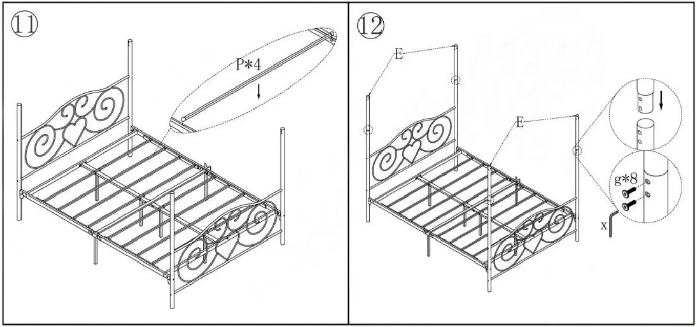 UNBRANDED 748G Black Queen Metal Frame Canopy Bed - Fig 4