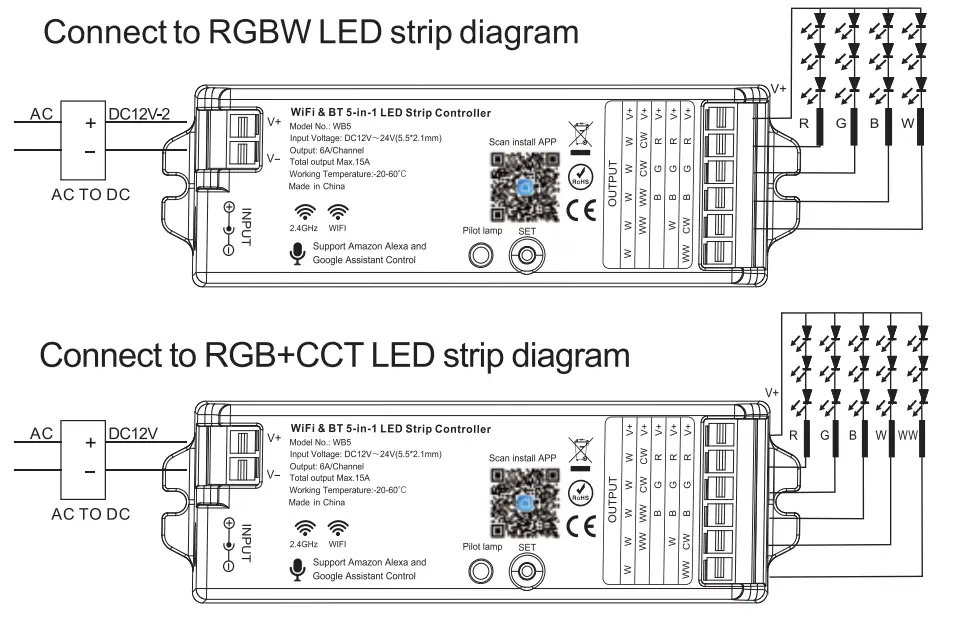 superlightingled wb5 WiFi&BT 5in1 LED Strip Controller - fig 2