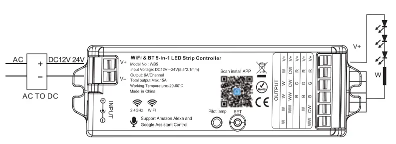 superlightingled wb5 WiFi&BT 5in1 LED Strip Controller - fig 5
