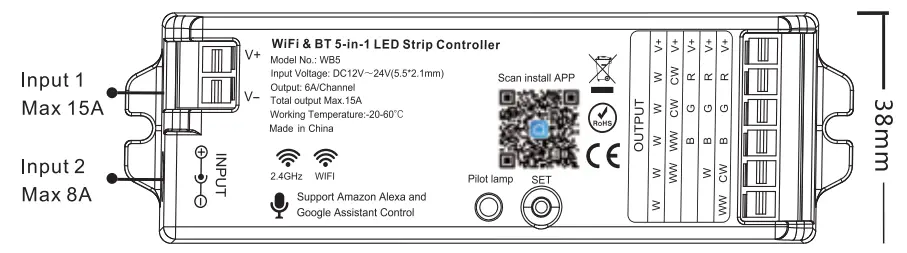 superlightingled wb5 WiFi&BT 5in1 LED Strip Controller - fig 6